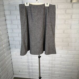 Calvin Klein Ladies Size 6 Black & Grey Lined Flare Bottom Wool Blend Skirt
